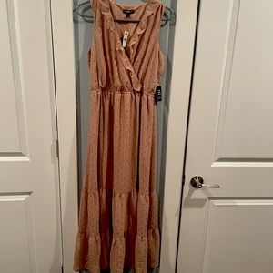 Express metallic clip dot maxi dress